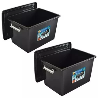 2 Caixas Com Tampa Para Organizar Objetos Tamanho Grande 56l