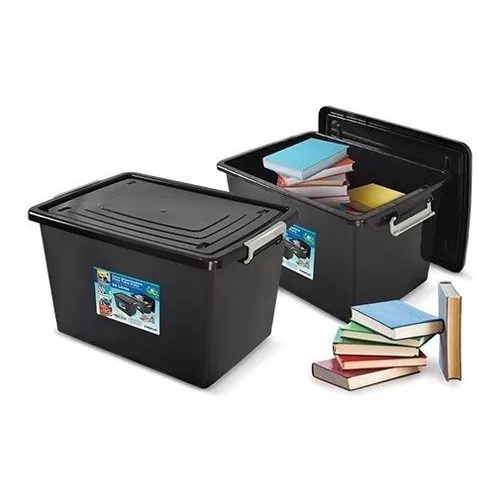 2 Caixa Organizadora Multiuso Plástica 56 Litros Com Tampa