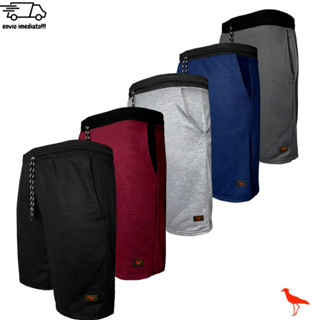 Kit 5 Bermudas Masculinas Moletom Lisas Amarração Algodão Cós Elastano Academia Treino Ducam