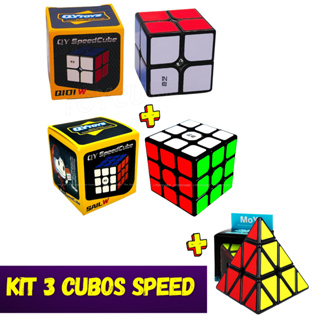 Kit 4 Cubo Mágico 2x2 + 2x2x2 + 3x3x3 + Pirâmide Magic Cube em