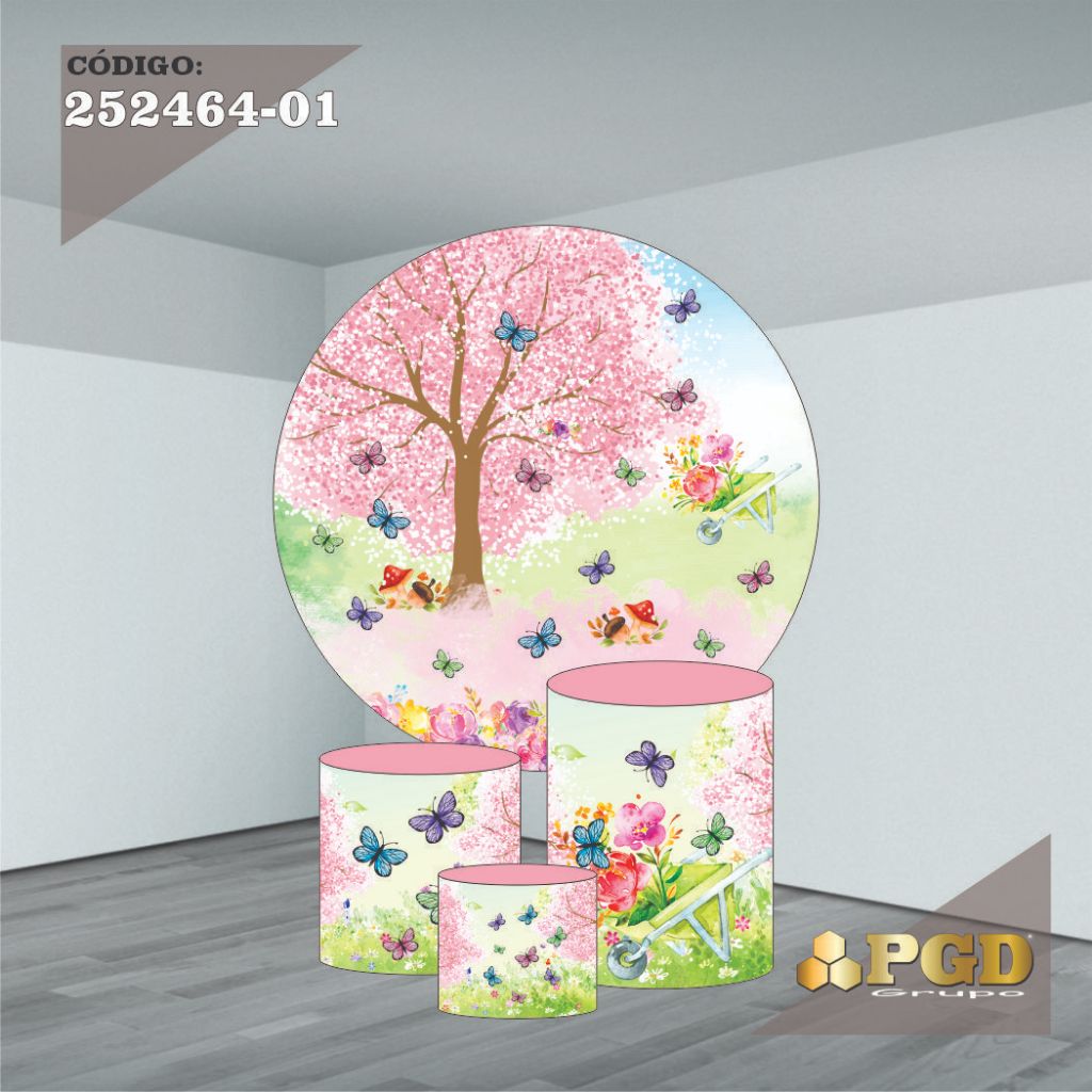 Kit Painel De Festa Jardim Encantado Painel Redondo Trio Veste Fácil
