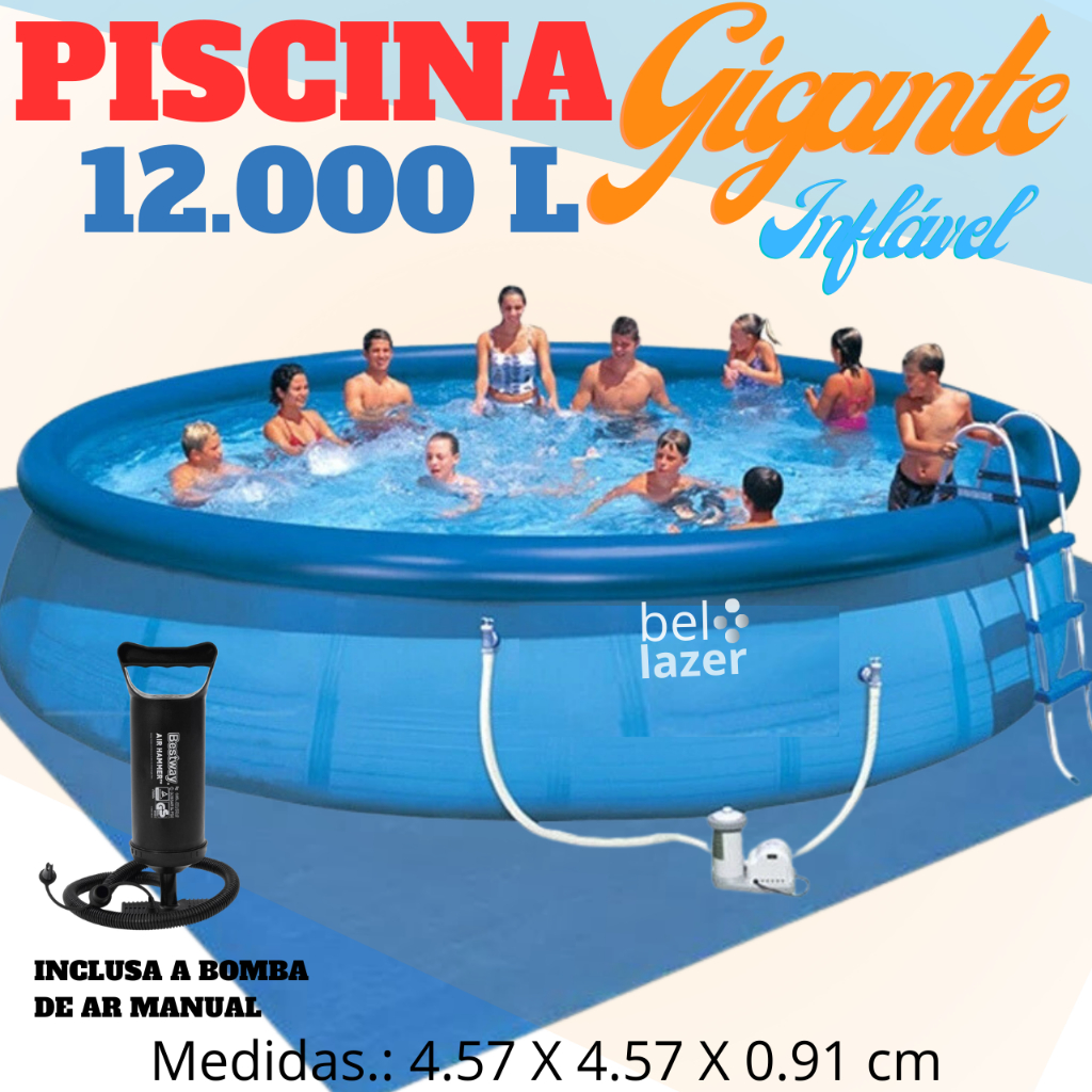 PISCINA INFLÁVEL GIGANTE DE 12.000 LITROS - 457 X 91 CM. | Shopee Brasil