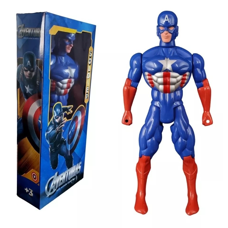 Boneco Heroi Marvel Grande Articulado Capitão América 40 Cm - Na Caixa ...