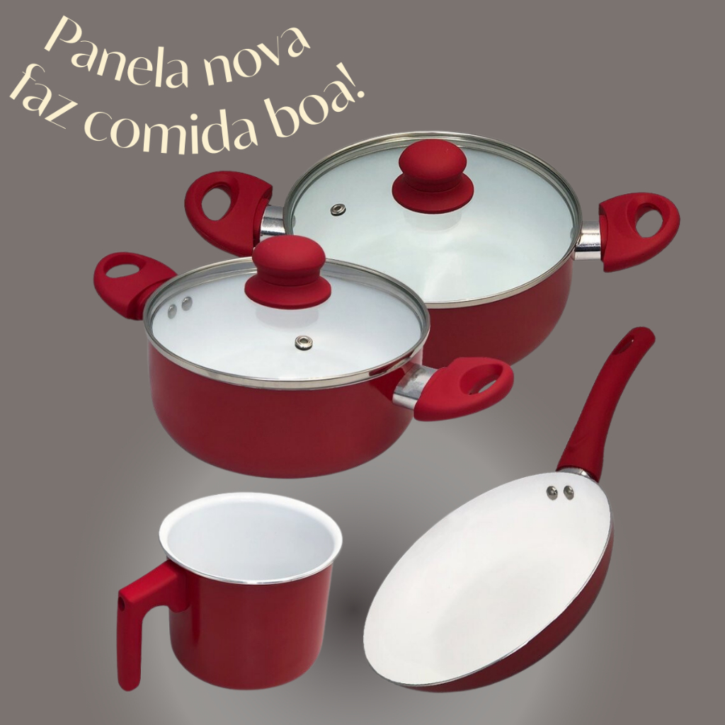 JOGO DE PANELAS LE COOK PREMIER RED 4 PCS - 1,7L / 2L / 2,6L / 4,5L