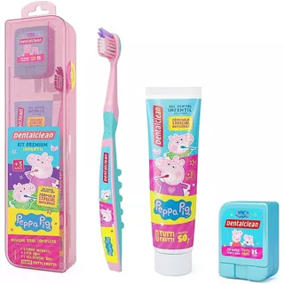 Kit Escova de dente infantil + Fio dental + Gel dental Peppa Pig em Oferta na Shopee