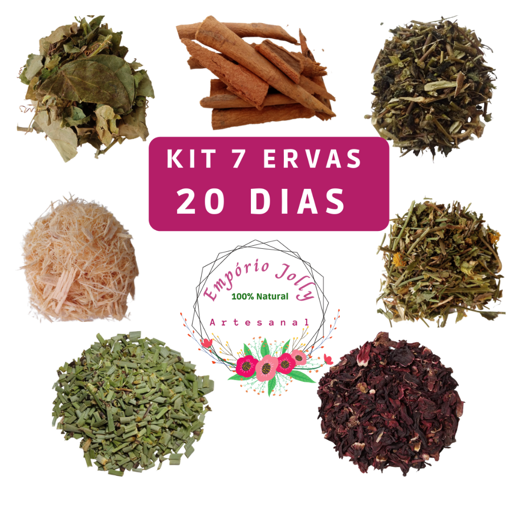 Kit 7 Ervas 20 dias com Hibisco Canela Java Passiflora 210g a Granel