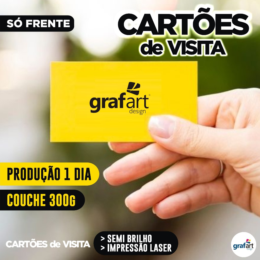 100 Cartões de Visita Coloridos Produção 1 Dia Papel Couche 300g ...