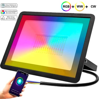 Refletor LED Colorido RGB 50w 100w 200w 300w 400w Rgbw Colorido Bivolt C/ Controle
