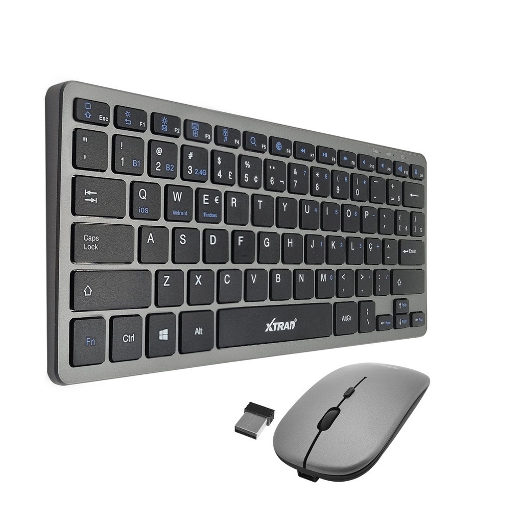 Kit Teclado e Mouse Sem fio Space Gray Bluetooth Conexão 2.4ghz ...