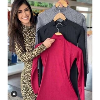 Kit 6 Vestidos Feminino Gola Alta Manga Longa