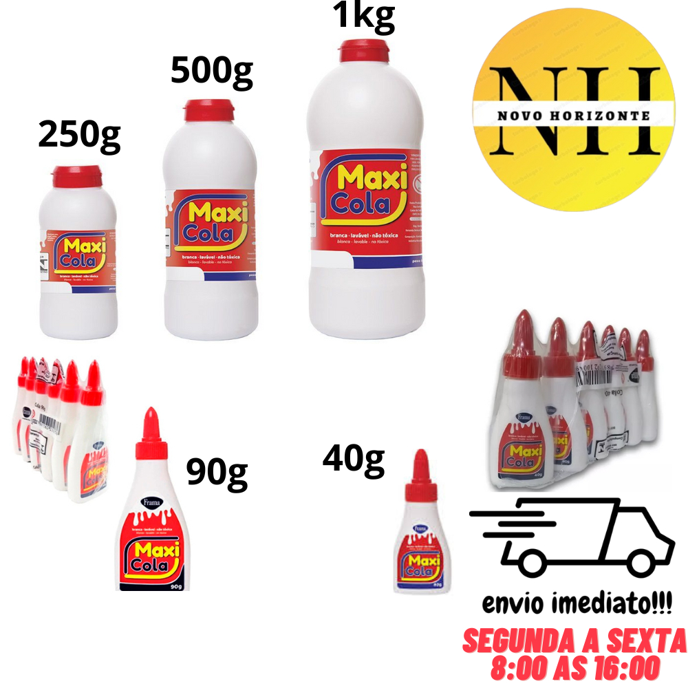Cola Maxi 1kg/500g/250g/Kit 6 Colas escolar 40g/90g Papelaria