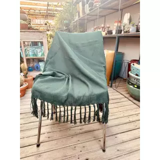 Manta / Mantinha Mineira em Tear de Algodão Verde Musgo para Sofá ou Cama 1,20x1,20m