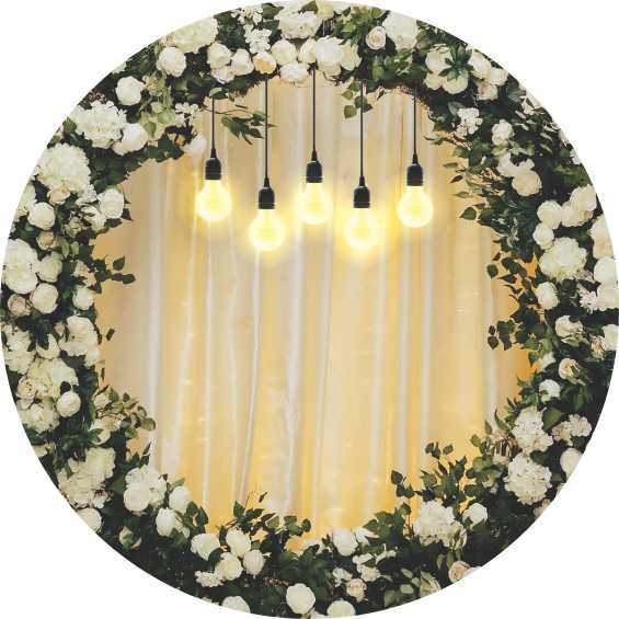 Painel FLORAL LUZES, Redondo Microfibra Premium 150x150 C/ elástico, Premium!!