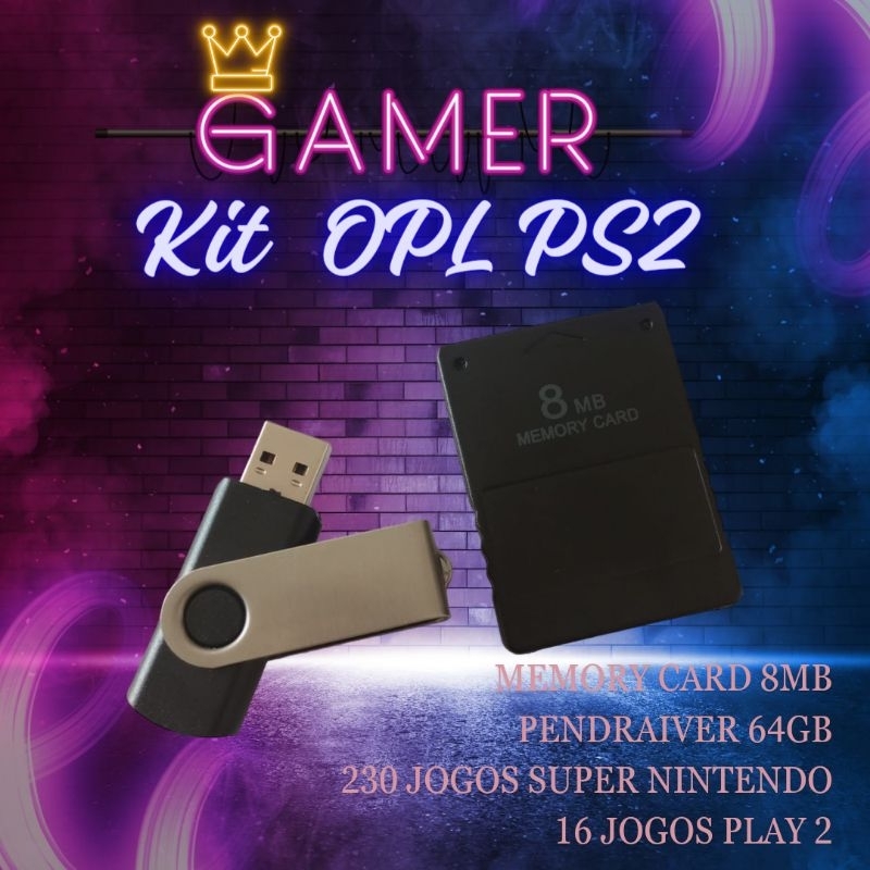 Kit Para Play 2 HD Externo 500GB + Memory Card com OPL