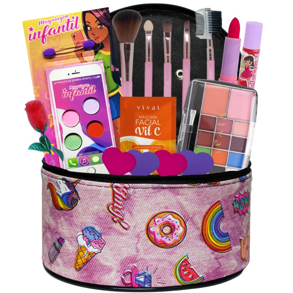 53 Pcs Kids Kit de Maquiagem Para Menina, Kit de Maquiagem Infantil  Cosmético Real | Washable Unicórnio Crianças Jogo de Maquiagem Set Para  Meninas