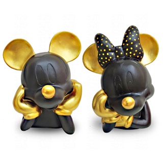 Kit: Mickey + Minnie Mouse - Busto de Gesso - Preto e Dourado Exclusiva
