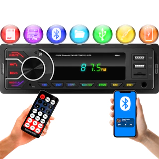 Toca Som Rádio MP3 Player 5599SE 7 Cores Bluetooth Universal 1 Din com USB e Leitor de Cartão SD