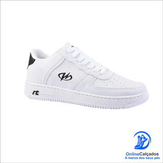 Tênis Estilo Retrô -, Esportivo, Masculino e Feminino - branco/preto