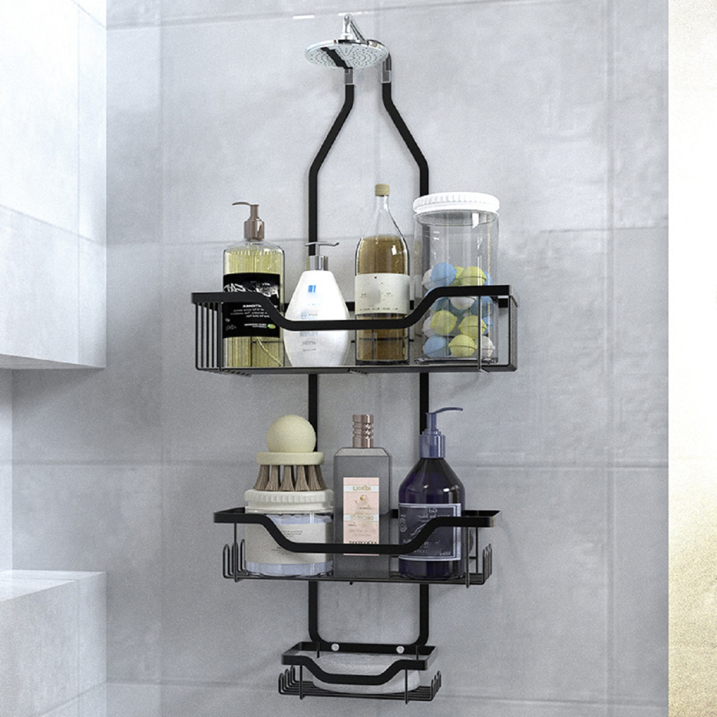 Porta Shampoo Box Banheiro De Pendurar Suporte Organizador Metal Preto ...