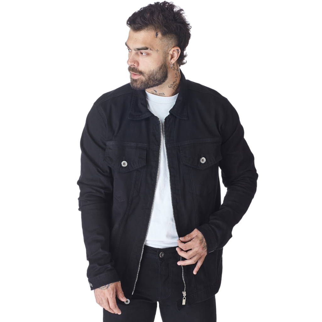 Jaqueta Masculina HNO Jeans Venom com Fechamento em Ziper Preto