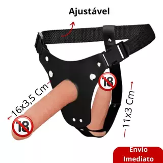 Cinta Peniana Dupla Ajustável Com 2 Pênis Realisticos Strap On Cintaralho em Oferta na Shopee