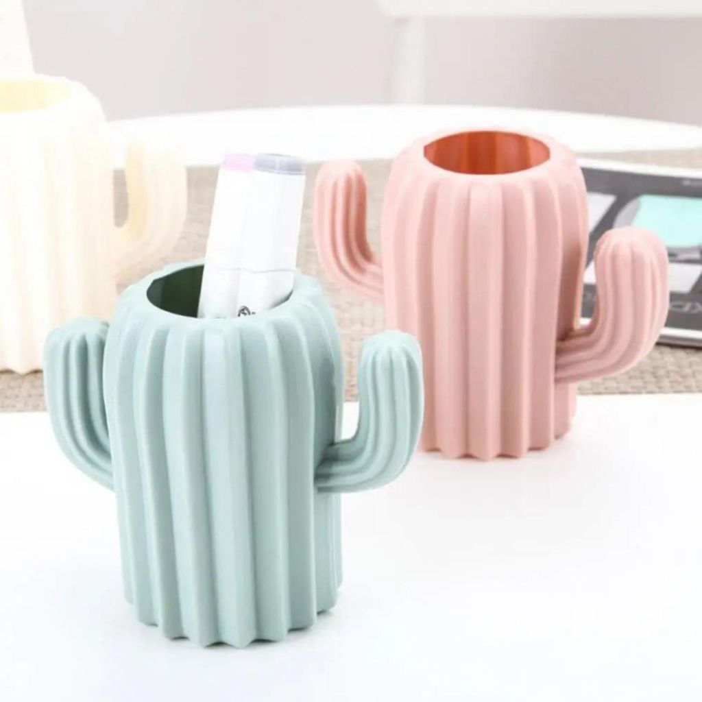 Suporte De Canetas Cacto plástico em forma de vaso de flores secas suporte de mesa escritório em casa decoração