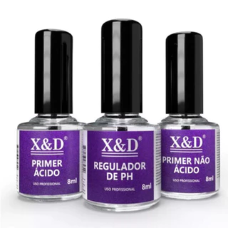 Kit Preparadores xed Primer ácido+Primer não ácido + regulador de ph unhas! de gel acrigel porcelana e acrílico