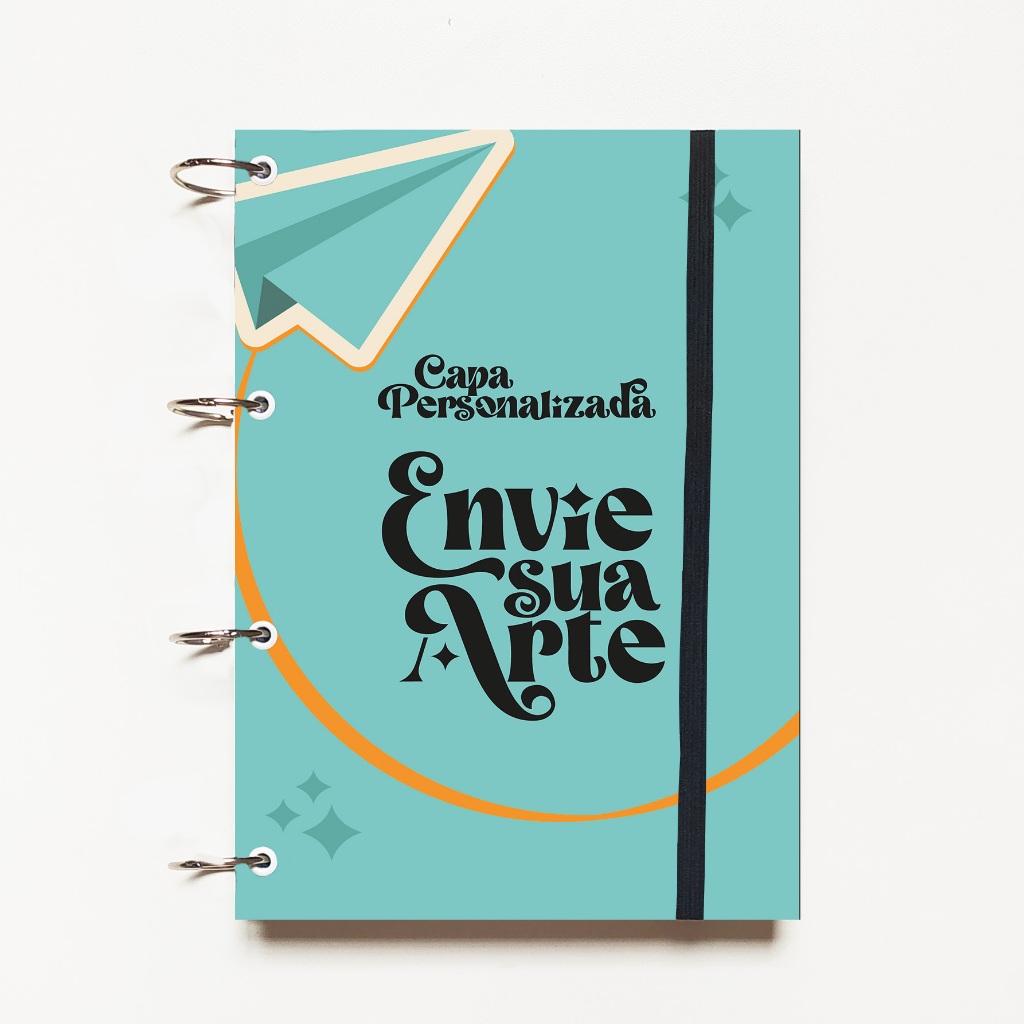 Caderno Argolado Personalizado Envie sua arte (Capa e Argolas Articuladas) Tamanho Universitário Colegial ou A5