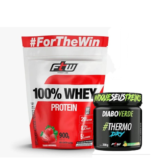 100% Whey Concentrado 900g Refil + Diabo Verde 300g – Ftw