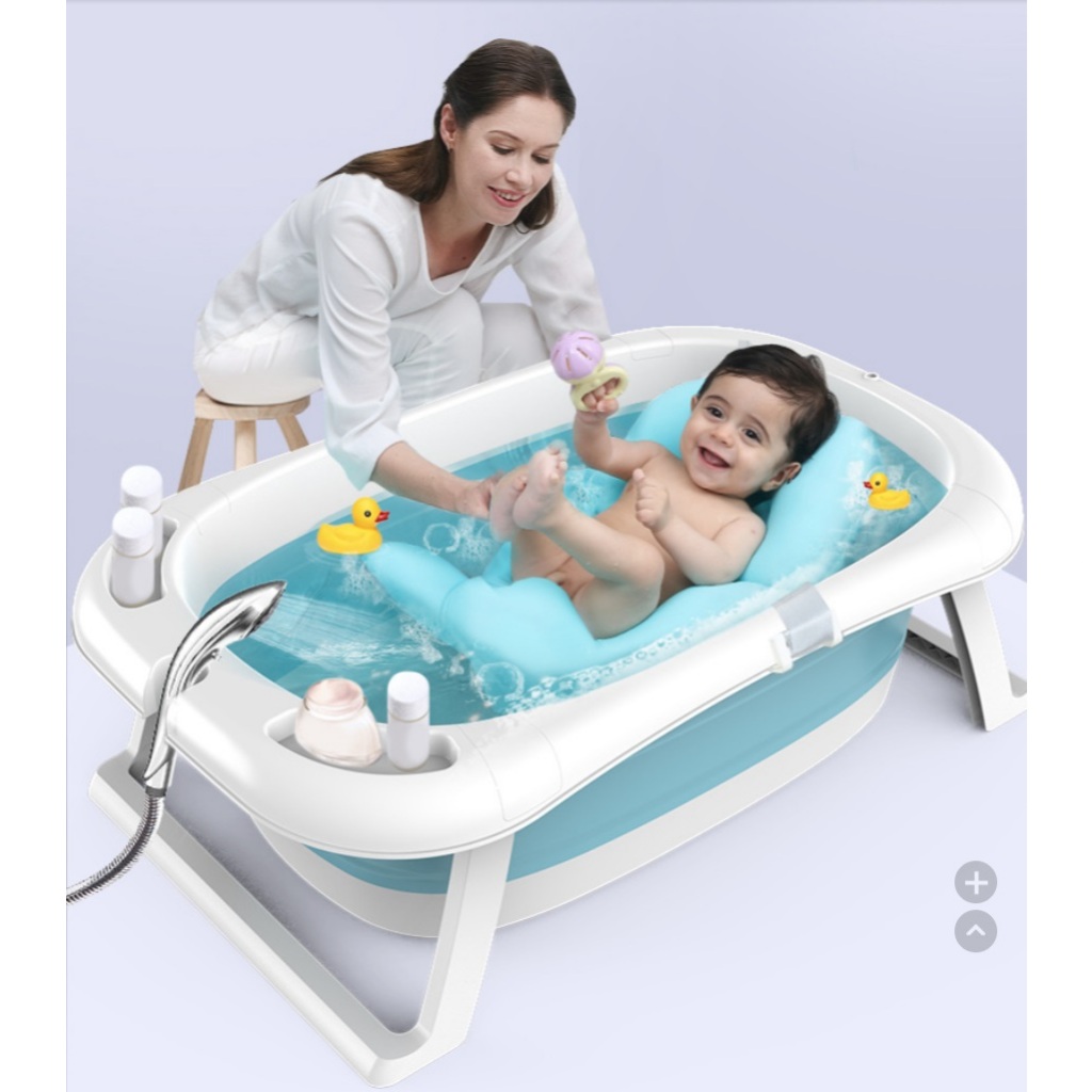 Banheira De Bebe Infantil Com Suporte Dobrável Silicone | Shopee Brasil