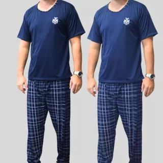 Pijama Masculino Inverno Meia Manga com Calça em Malha de Qualidade modelo de Frio