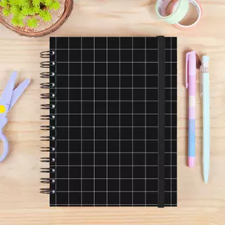 Caderno Sketchbook para Desenho e Aquarela 90g, 180g ou 240g - Quadriculado Preto
