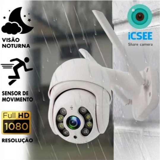 Câmera Segurança Externa Ip a prova D'água 360º Speed Dome Wifi Ptz FHD ...