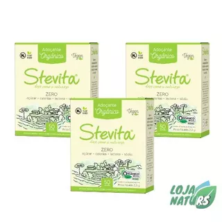 KIT 3 Unidades Adoçante em Pó Orgânico Sachê 30g com 50 Envelopes de 50mg - Stevita