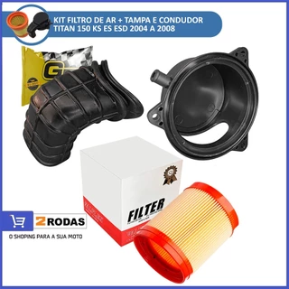 Kit Filtro de Ar Titan 150 KS ES ESD 2004/ 2008 + Tampa do Filtro e Condutor Mangote