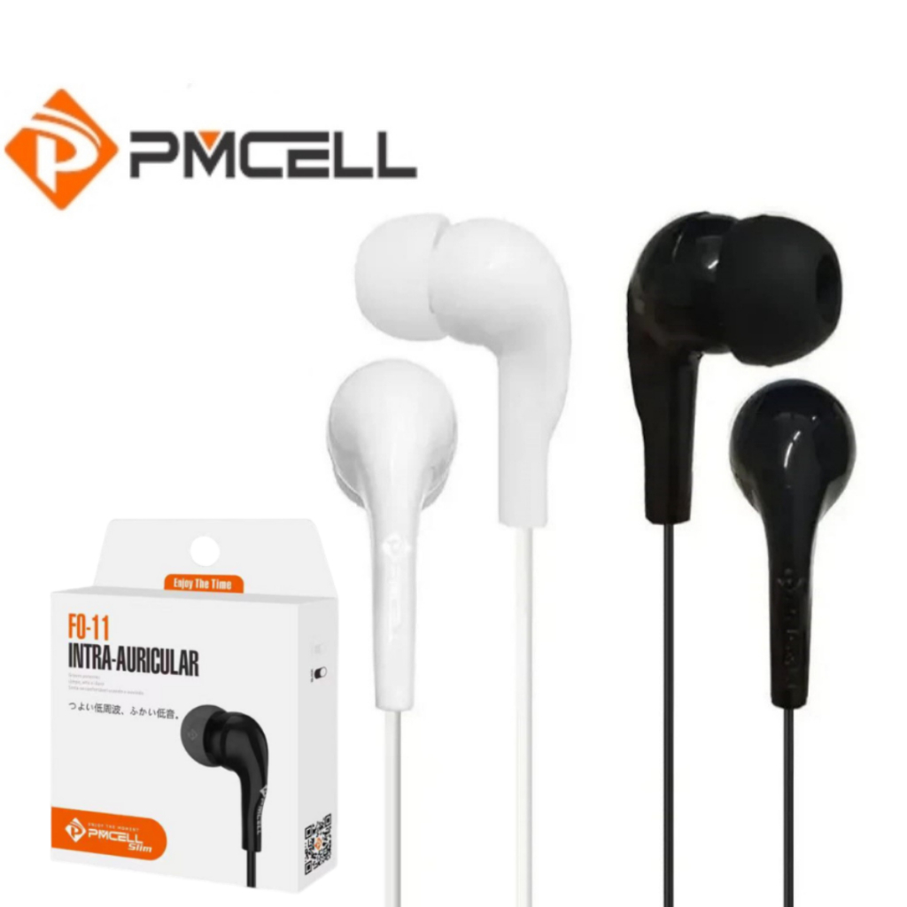 Fone De Ouvido Slim Intra-Auricular Com Microfone Cores Preto e Branco P2 Universal PMCELL – FO11 / FO 11