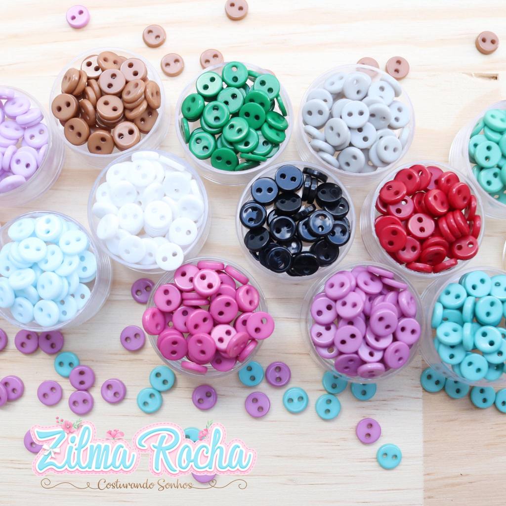 Botões Micro com 6mm - 70 Unidades - Escolha a Cor - Aplicação Costura, Artesanato, Papelaria, Patchwork