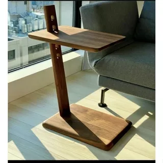 Mesa Lateral Encaixe Sofá Móvel Aparador Suporte P/ Notebook Café
