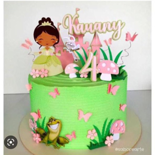 Topo para bolo Princesa e o sapo Disney personalizado nome e idade