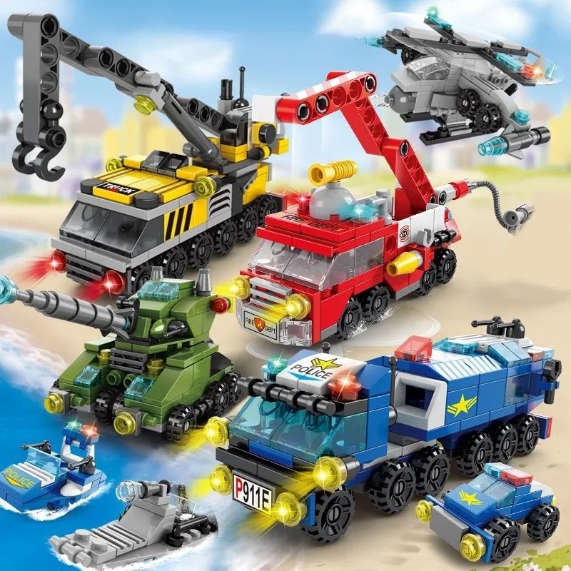 Blocos de montar Cubic lego lancha Polícia 98 peças Multikids - Up  Brinquedos