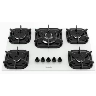 Fogão Cooktop Mueller 5 Bocas Bivolt Tripla Chama Super Automático Branco