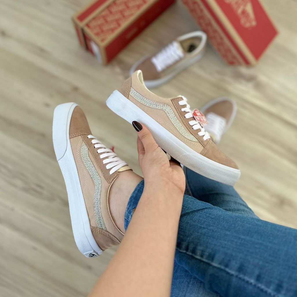 Tênis Vans Old babe Nude Brilho Tradicional Leve Confortável Promoção Shopee Brasil