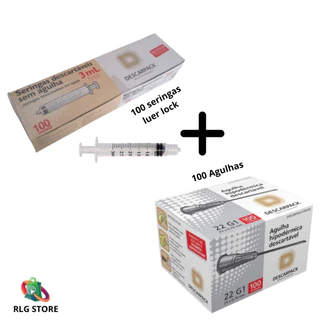 Kit 100 Seringas 3ml Bico Luer lock Descarpack + 100 Agulhas 25x0,7 Descarpack**ENTREGA IMEDIATA** em Oferta na Shopee