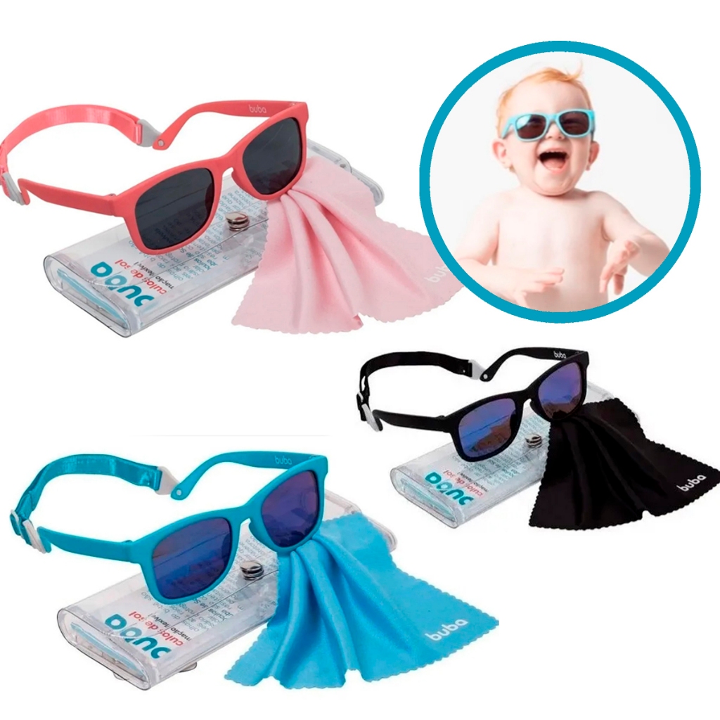 Óculos de sol Para Bebê Criança Flexivel Buba C/ Alça Ajustável e ...