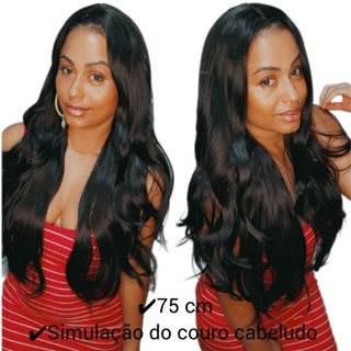 Peruca C/ Semi Lace Wig Orgânica Ondulada Aspecto Natural