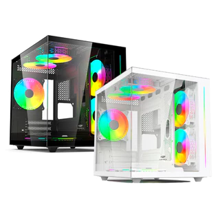 Gabinete Gamer Aquário Aquarius Lateral Vidro Micro Atx C3 Tech Branco e Preto