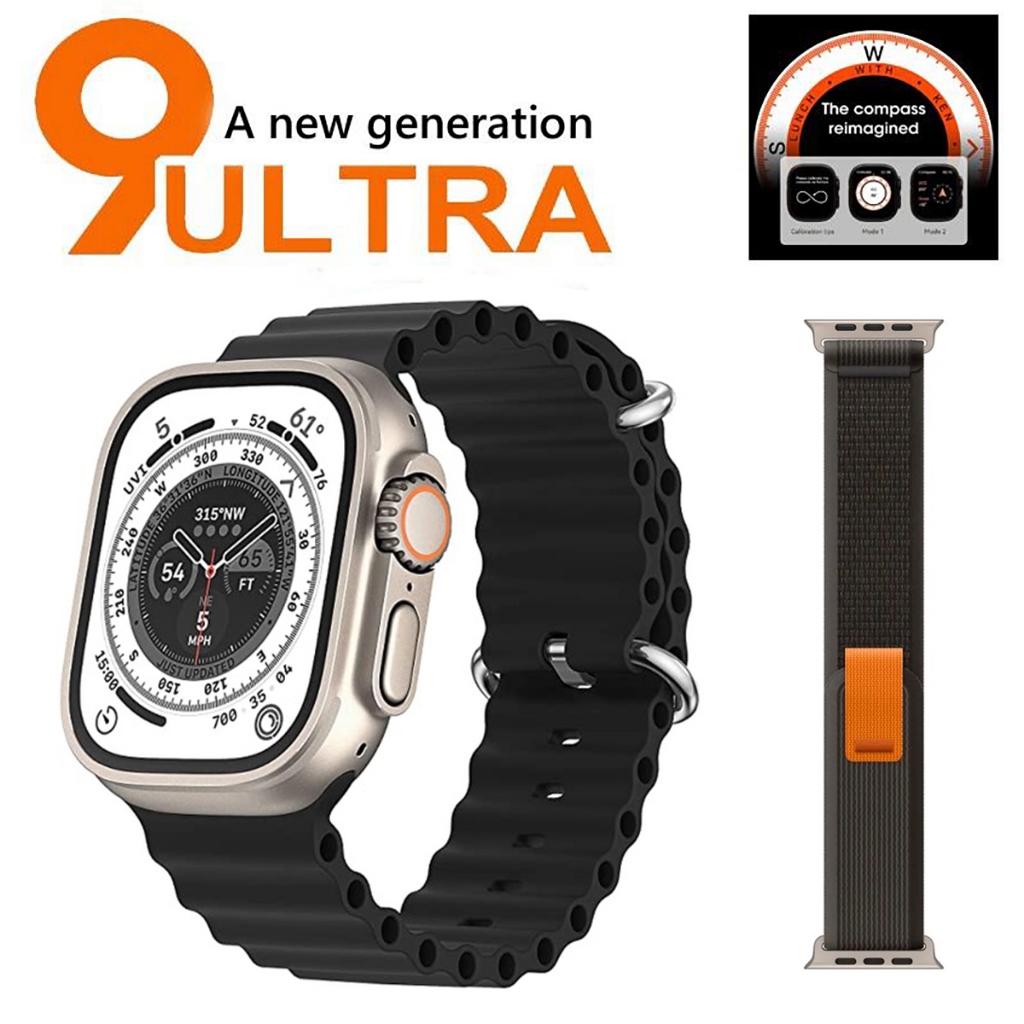 Relógio Ultra 9 2023 Novo Inteligente watch 9 Ultra max Série 9 Bússola 2.2 Tela IP68 49mm GPS Homens De Pista IWO Smartwatch