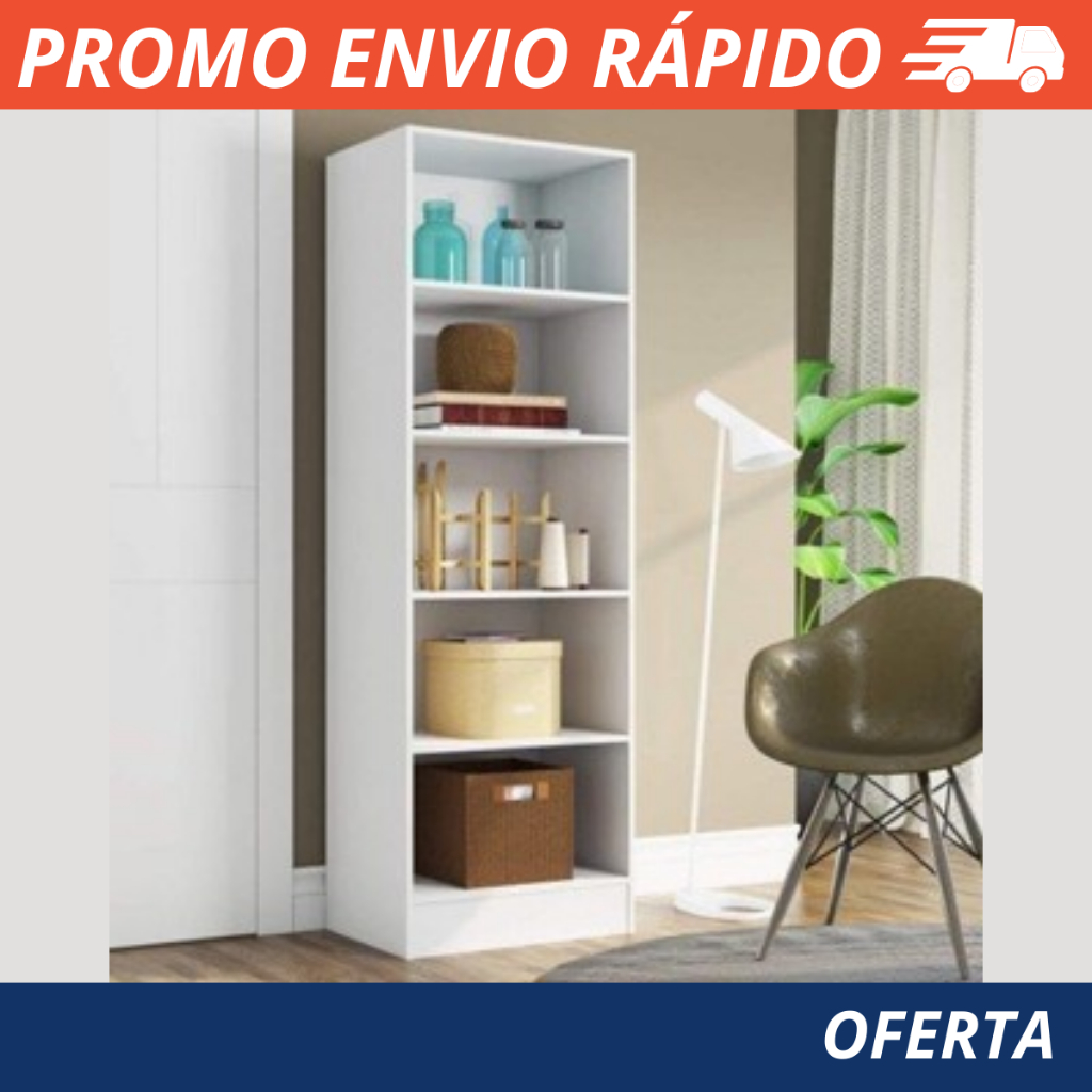 Estante para Livros 5 Prateleiras Móveis Branco Envio Rápido