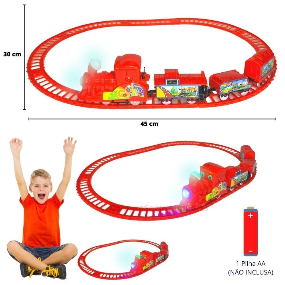 Trenzinho De Brinquedo Locomotiva Com Som E Luz Trem Trilhos Shopee Brasil