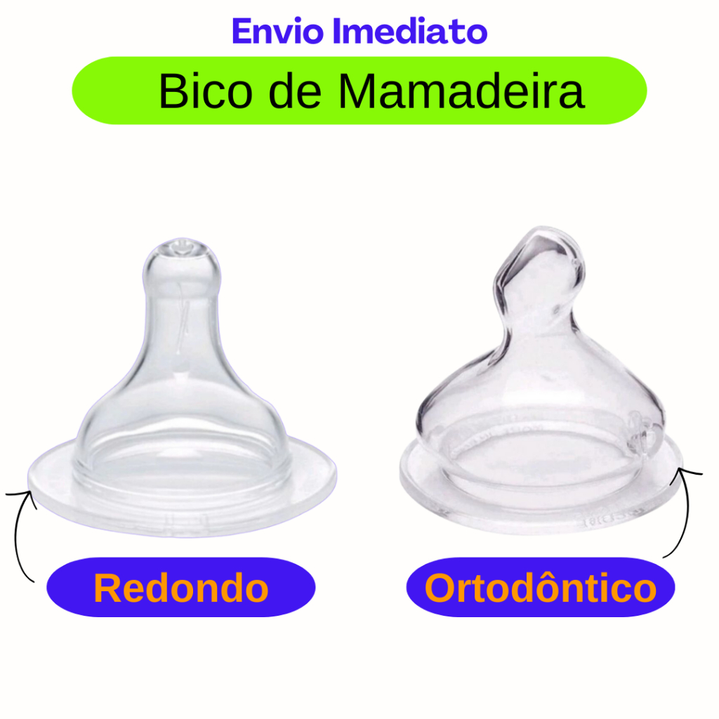 Bico Big De Mamadeira Grande 100% Silicone RedondoTradicional Universal ...